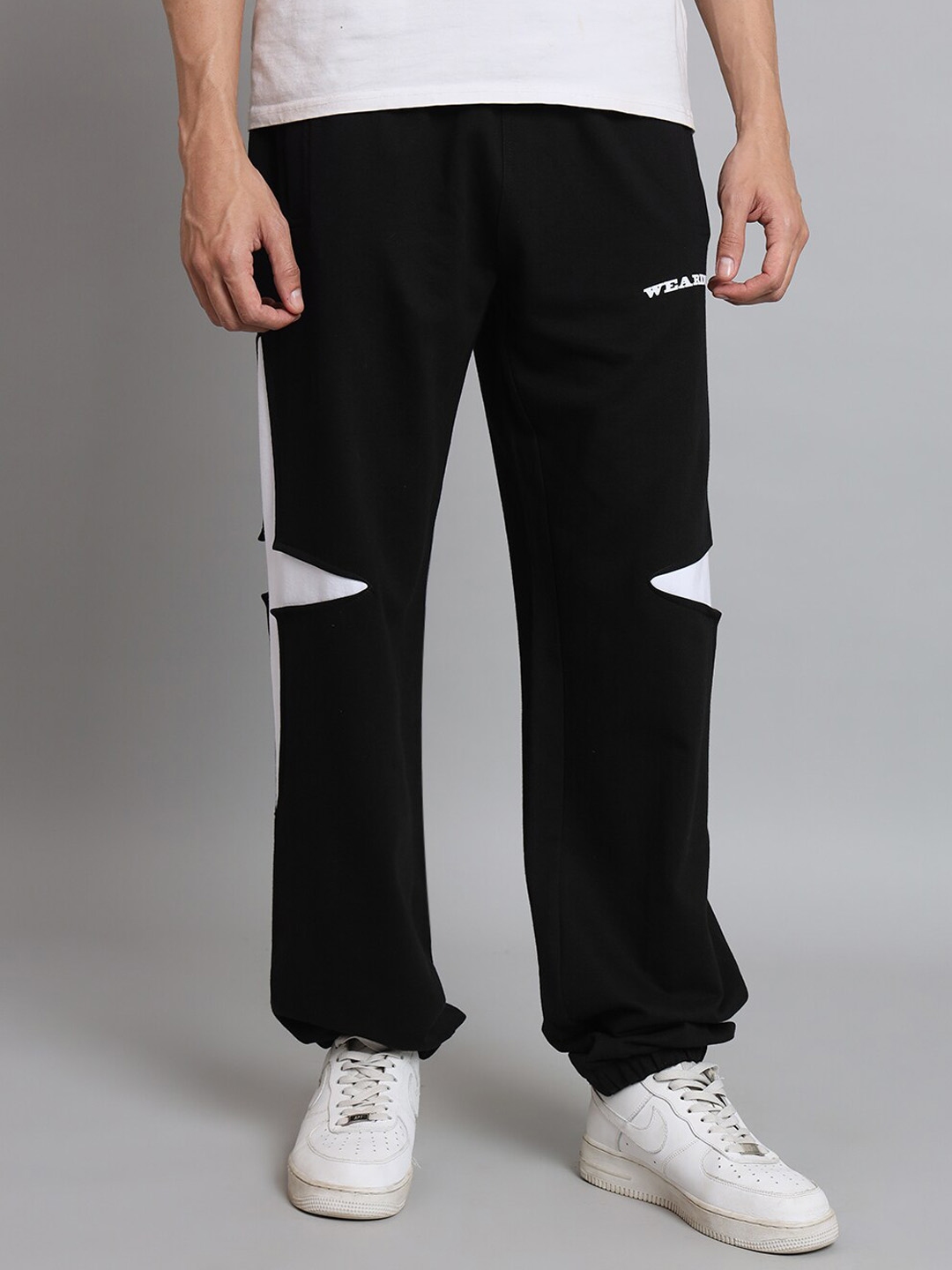 Buy WEARDUDS Men Self Design Mid Rise Cotton Relaxed Fit Joggers ...