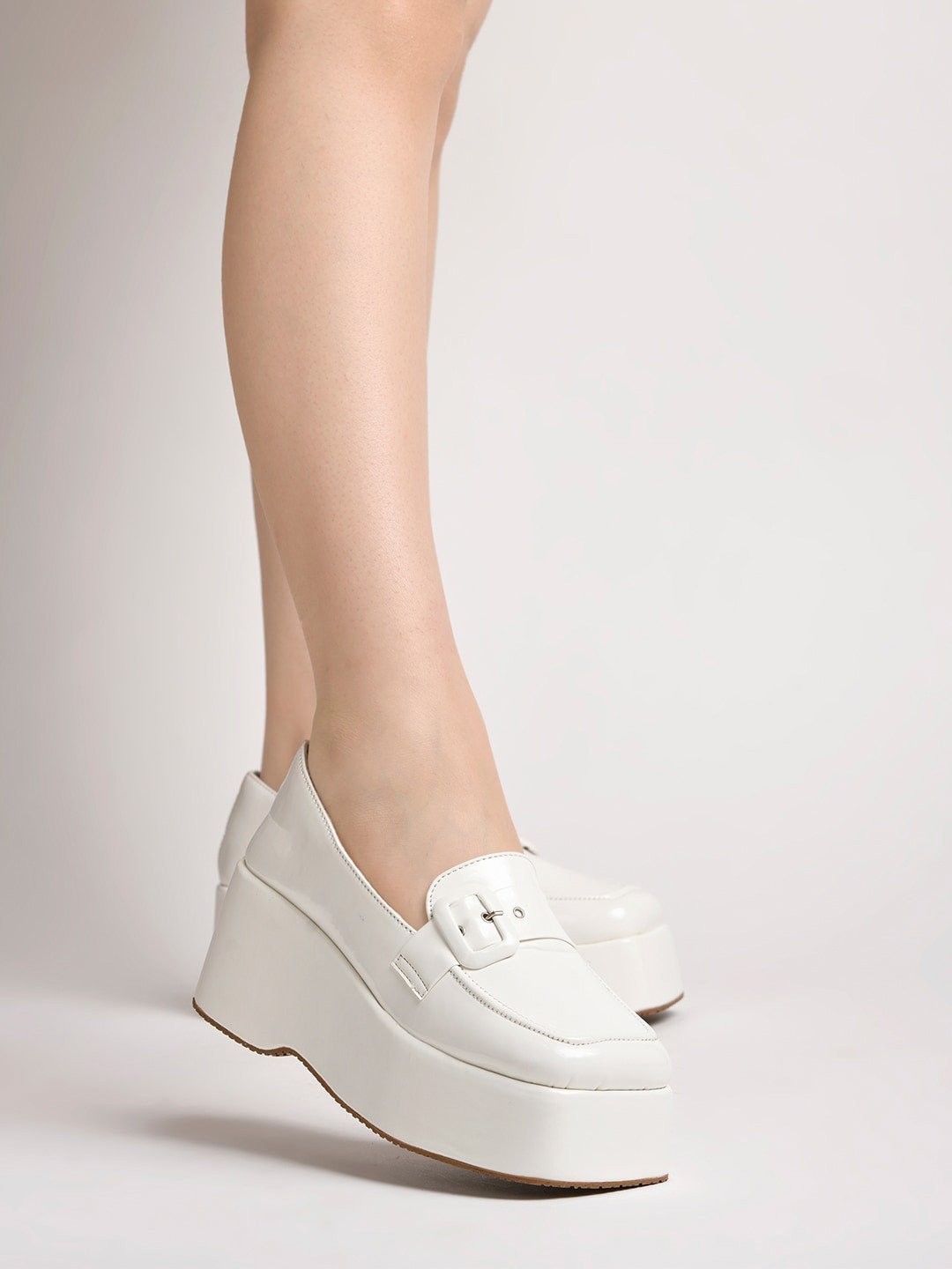 Block Heel Buckle Square Toe Pumps main image 1