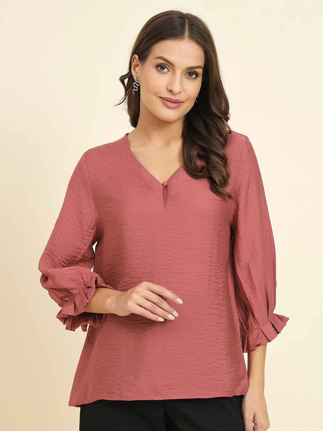 Casual V-neck Linen Top main image 0