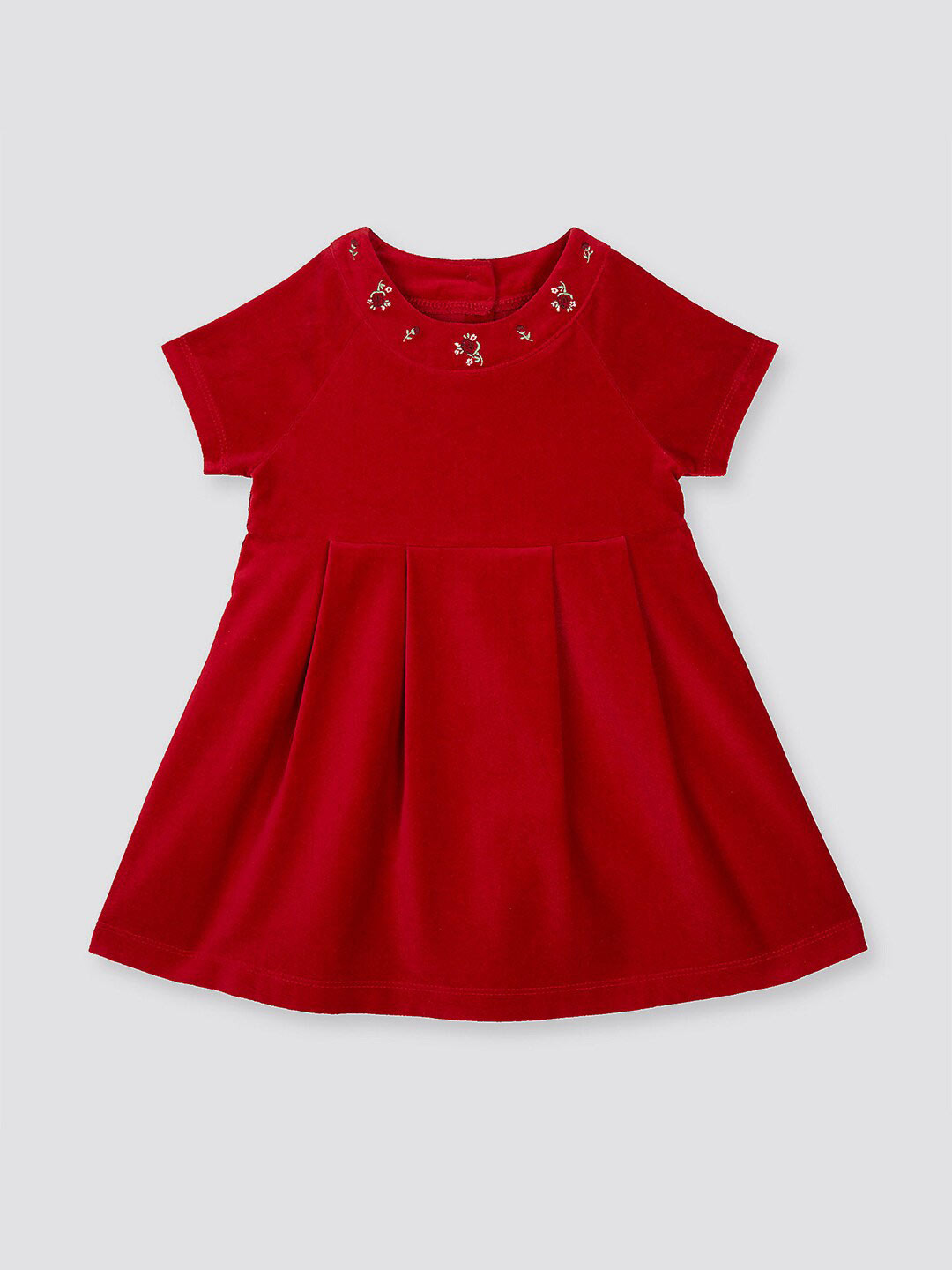 Girls Round Neck A-Line Cotton Dress