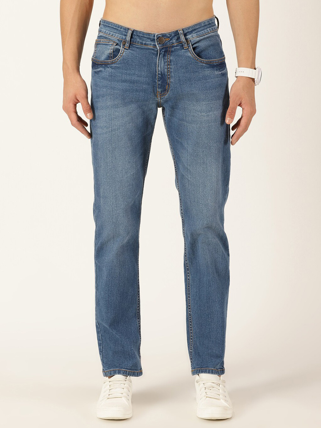 Buy HERE&NOW Men Smart Slim Fit Light Fade Mid Rise Cotton Stretchable ...