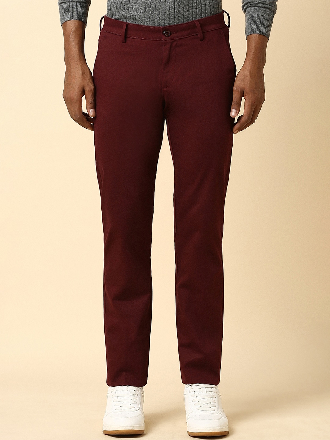 Buy Allen Solly Men Slim Fit Mid Rise Chinos Trousers - Trousers for ...