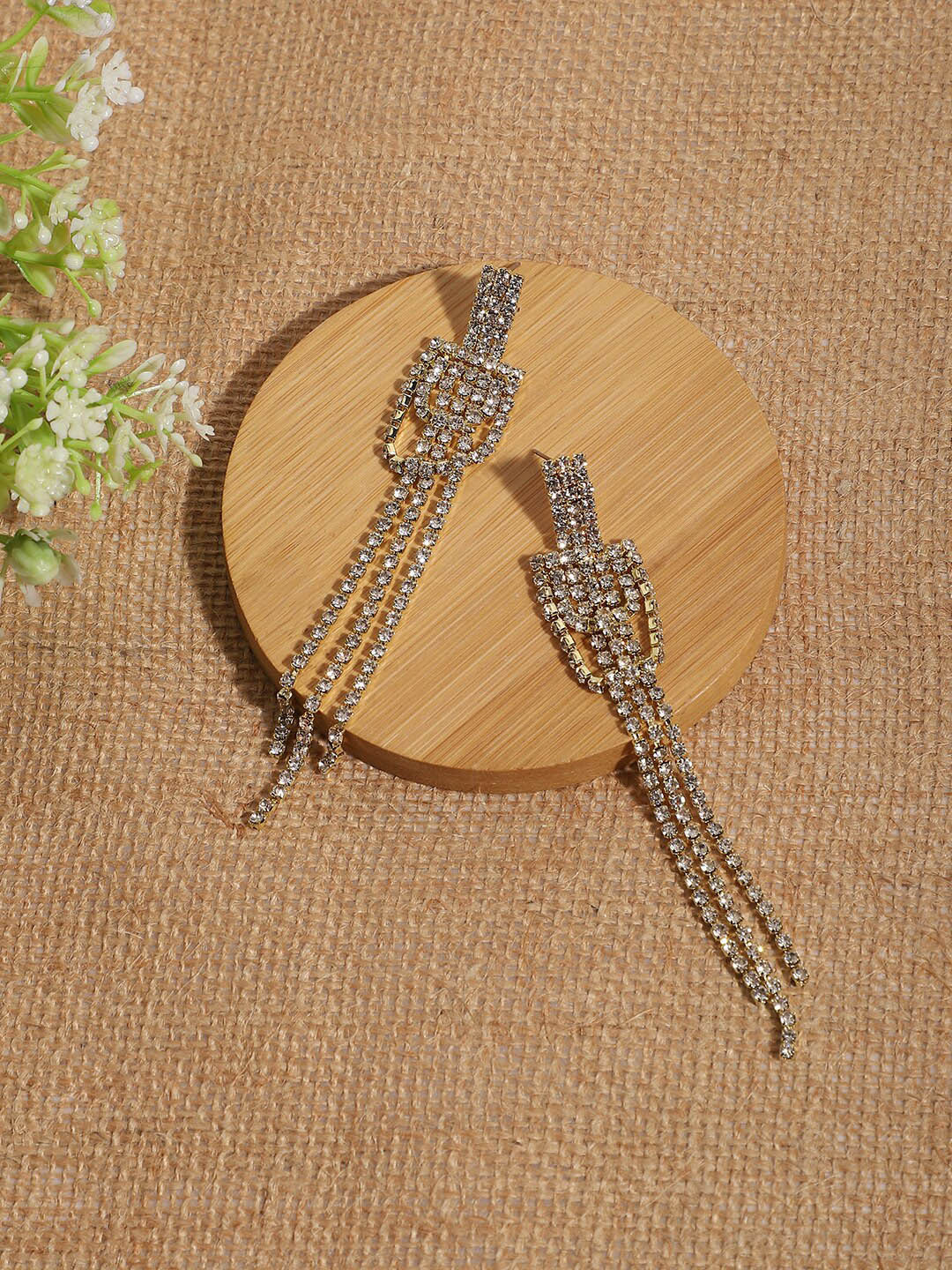Gold Plated Tasselled Contemporary Drop Earring For Women