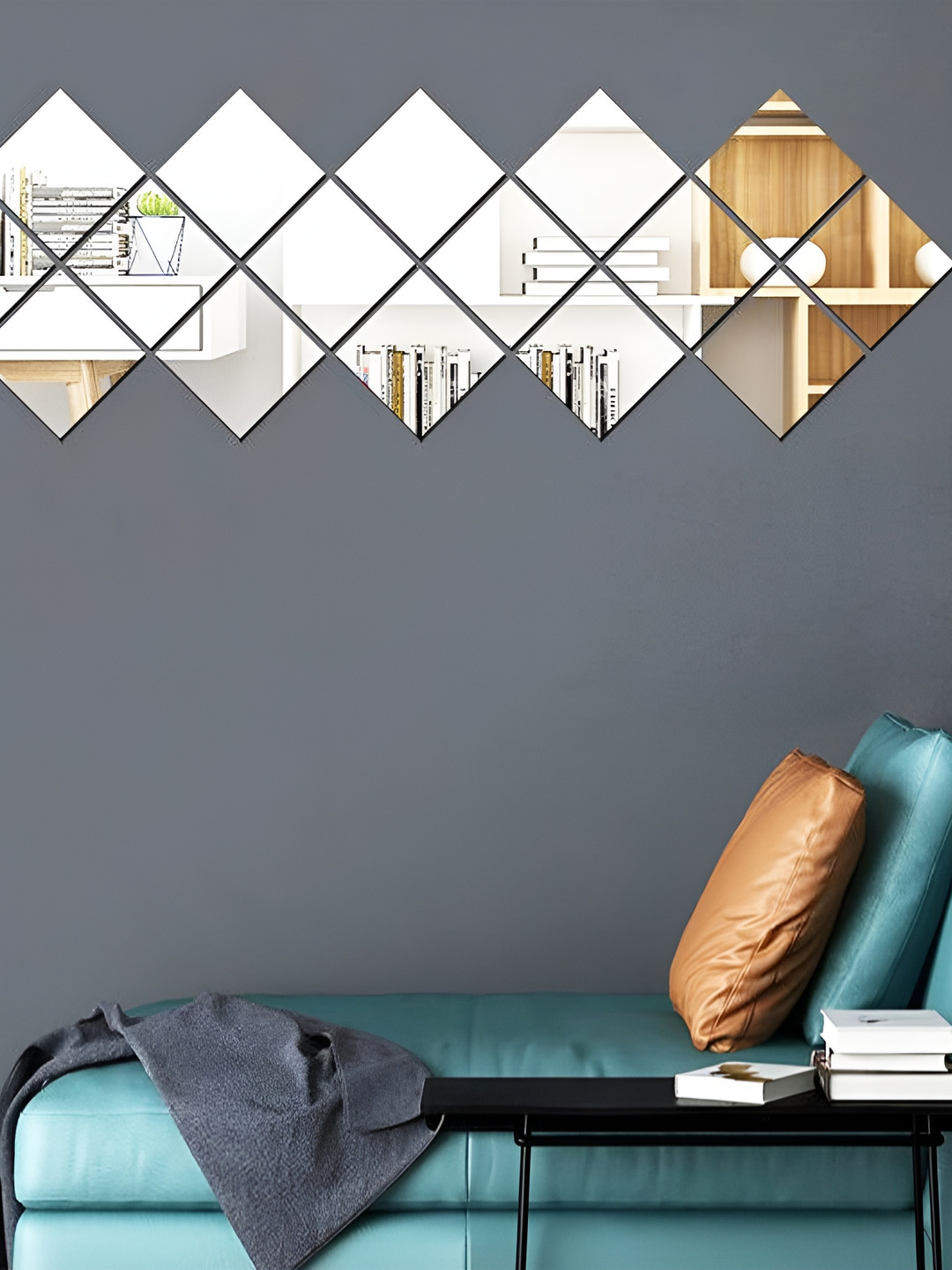 Buy Wall1ders Silver Toned 16 Pieces Square Mirror Wall Stickers Decals And Stickers for