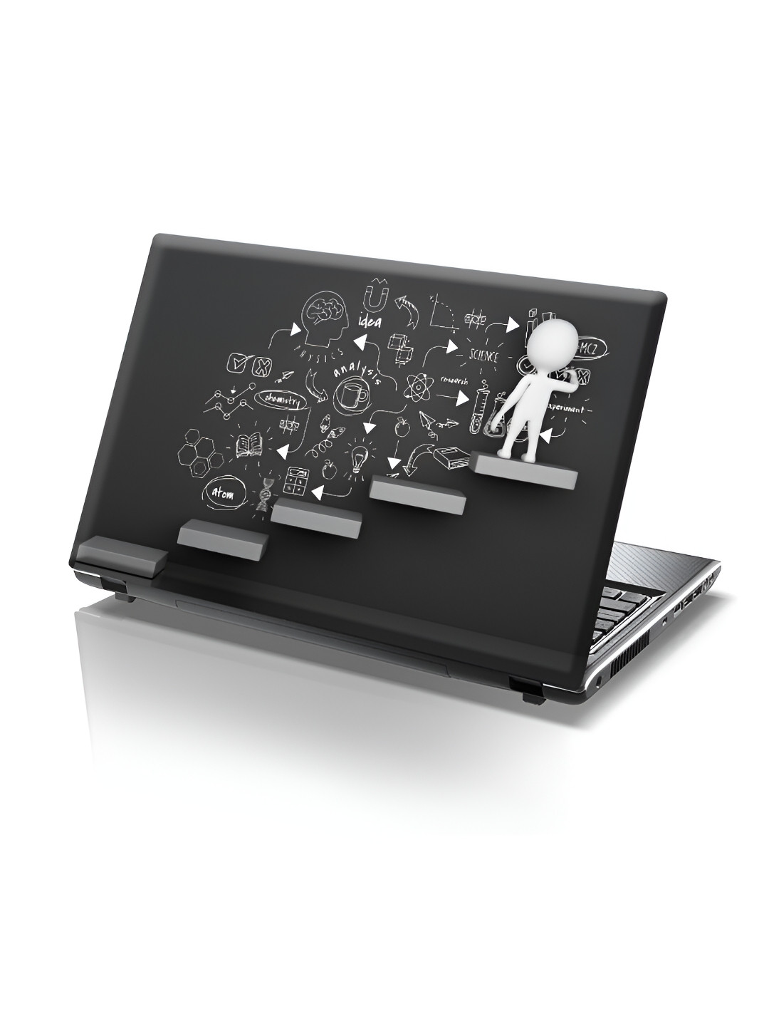 Buy CVANU Black & White Printed Self Adhesive Laptop Sticker - Decals ...