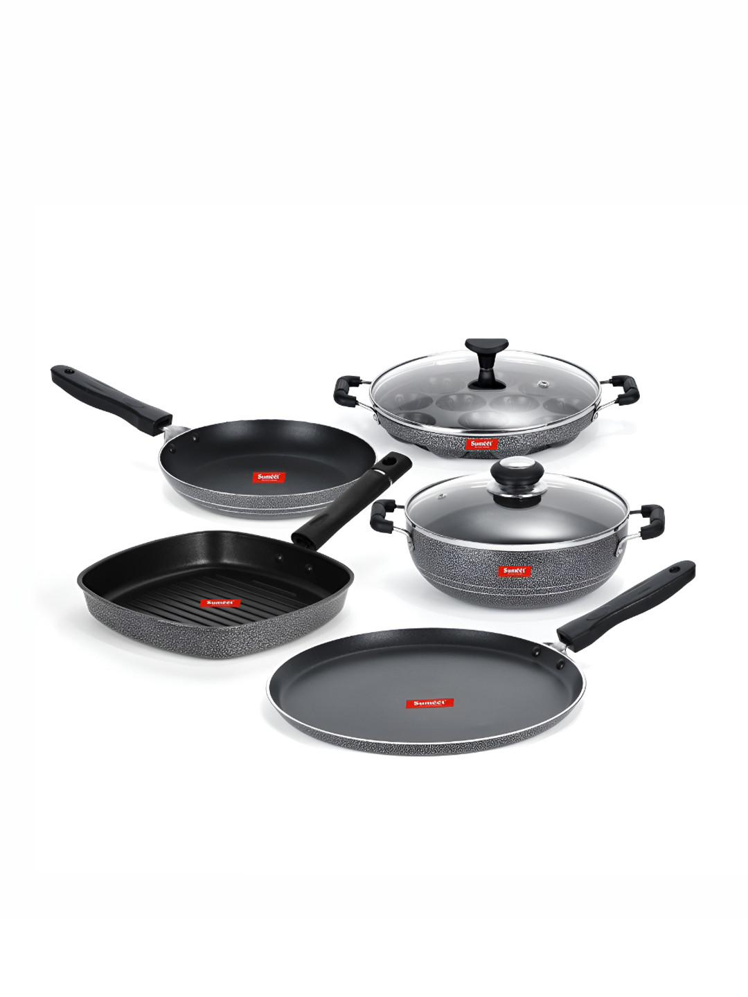 Buy Sumeet Silver Toned NonStick Dishwasher Safe Cookware Set - - Home for Unisex