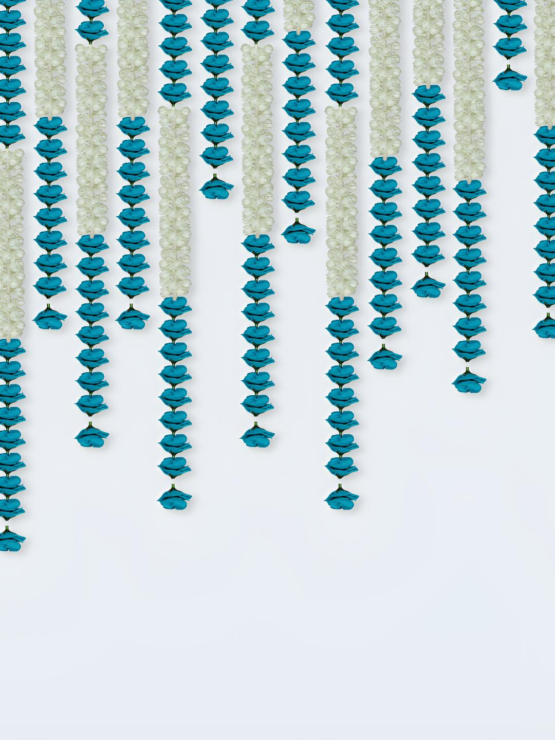 Buy IHandikart White & Sky Blue 2 Pieces Hanging Jasmine Artificial