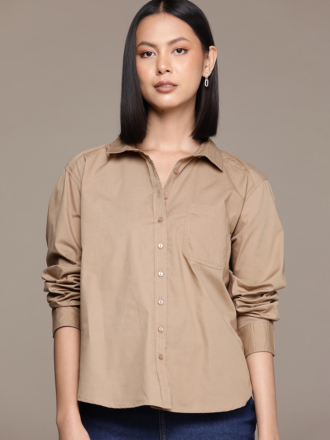 Classic White Cotton Everyday Rozaana Shirt main image 1
