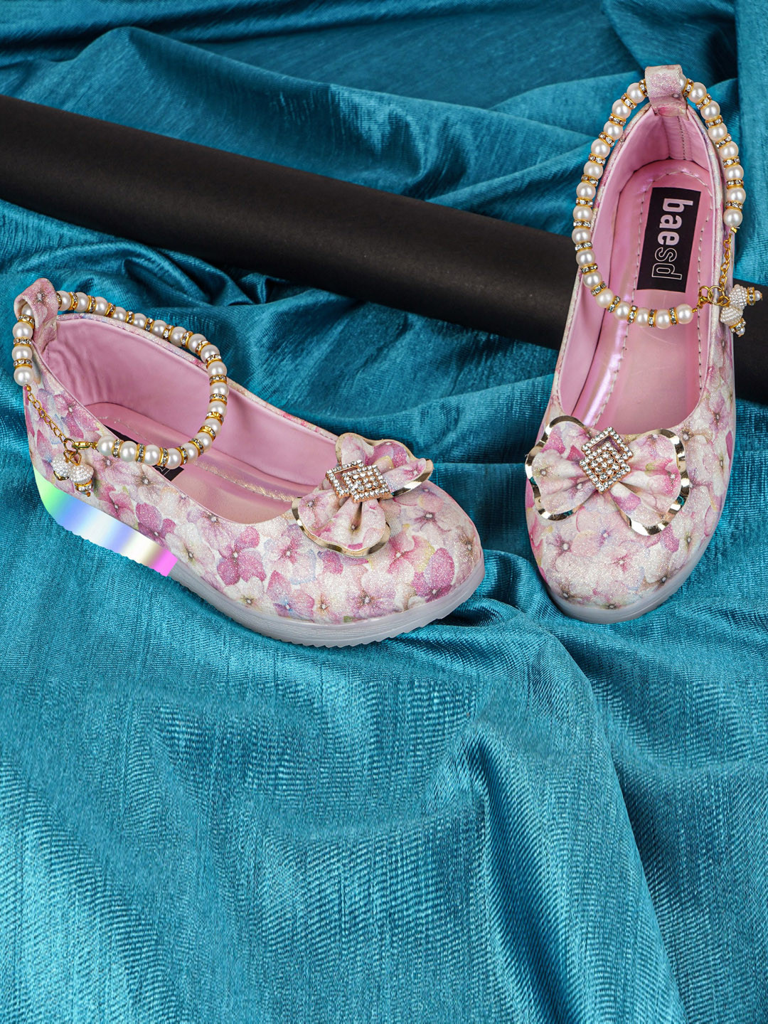 Girls Lavender Mesh Floral Embellished Ballerinas main image 0