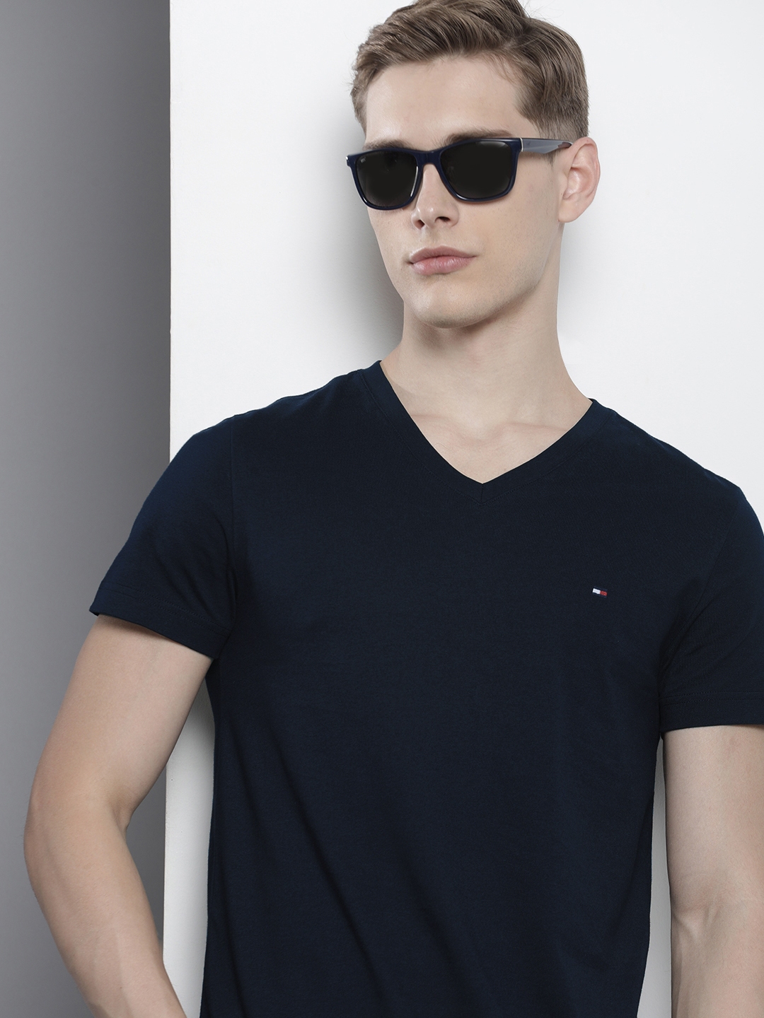 Buy Tommy Hilfiger Pure Cotton V Neck Slim Fit Casual T Shirt - Tshirts ...