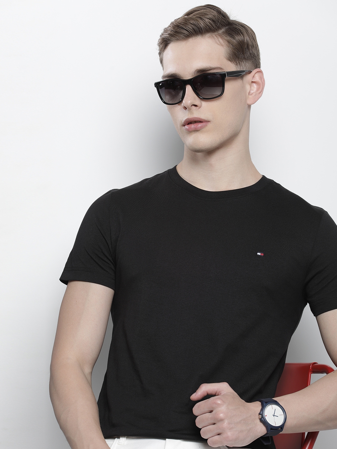 Buy Tommy Hilfiger Pure Cotton Slim Fit Casual T Shirt - Tshirts for ...