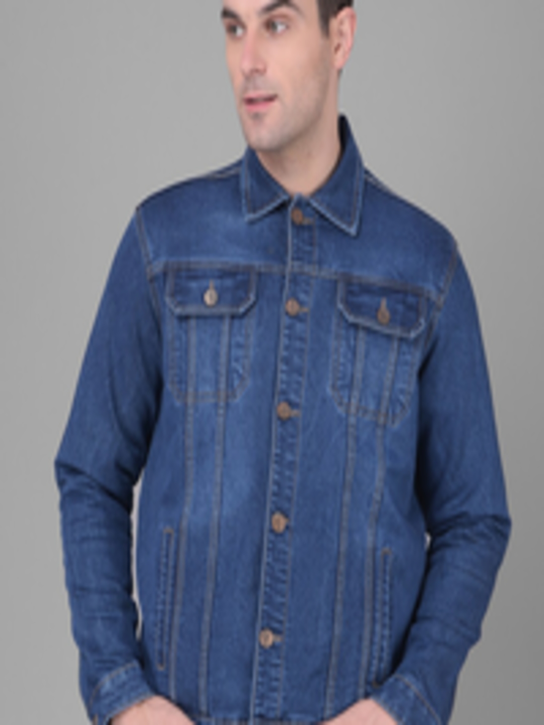Buy COBB Washed Spread Collar Lightweight Cotton Denim Jacket - Jackets ...