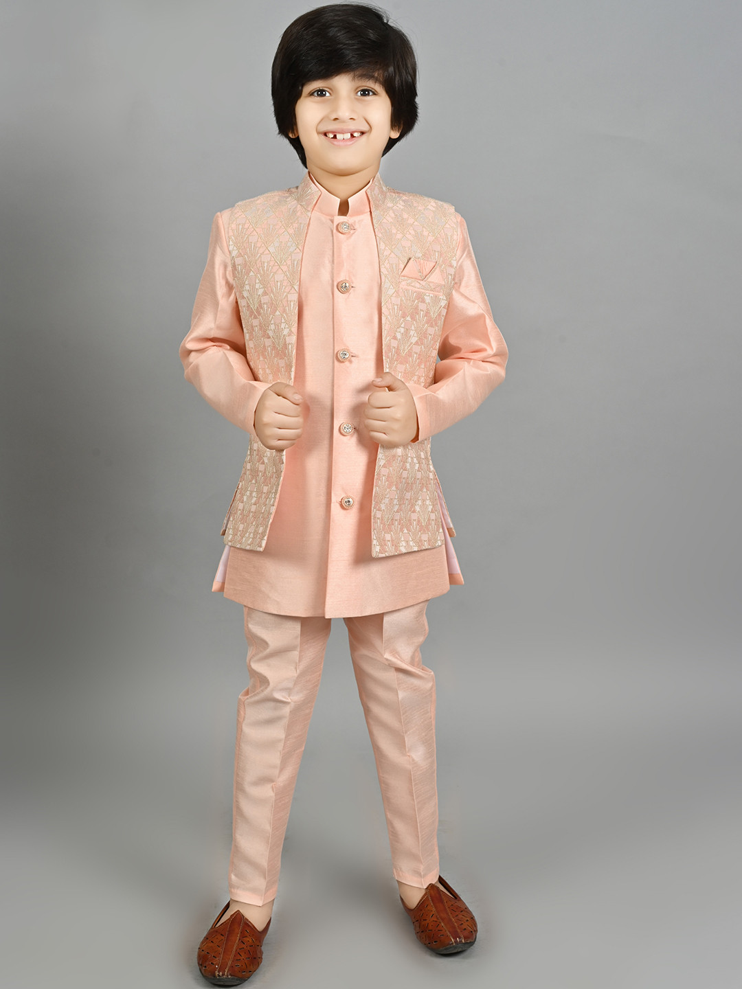 Ahhaaaa Cotton Handwork Ethnic Dress Kurta with Dhoti Pant for Boys main image 0