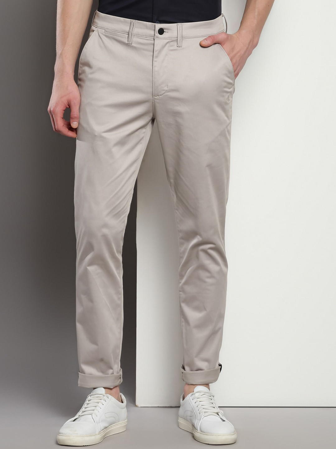 Calvin Klein Grigio Cotton Men Sport Trouser