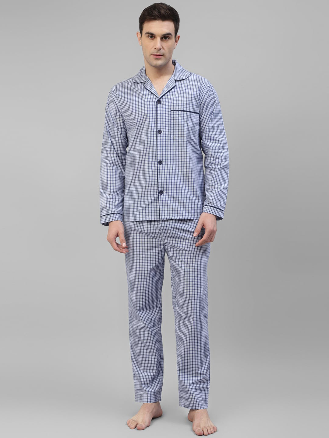 Men'S Maroon Checked Night Suits