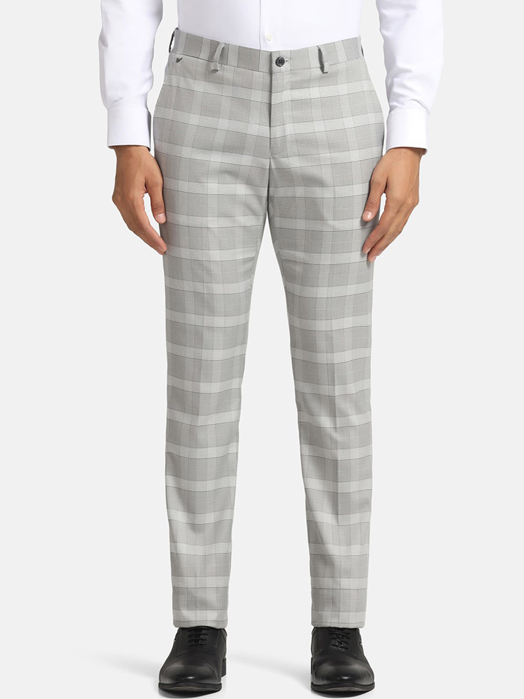 Buy Blackberrys Men B 91 Checked Low Rise Easy Wash Formal Trousers ...