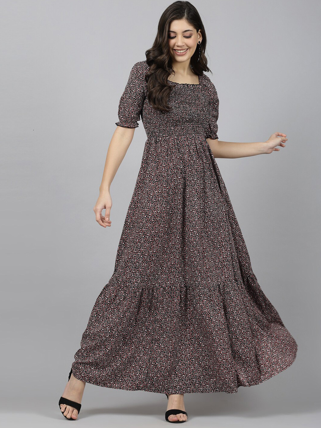AAYU Women Maxi White & Blue Dress