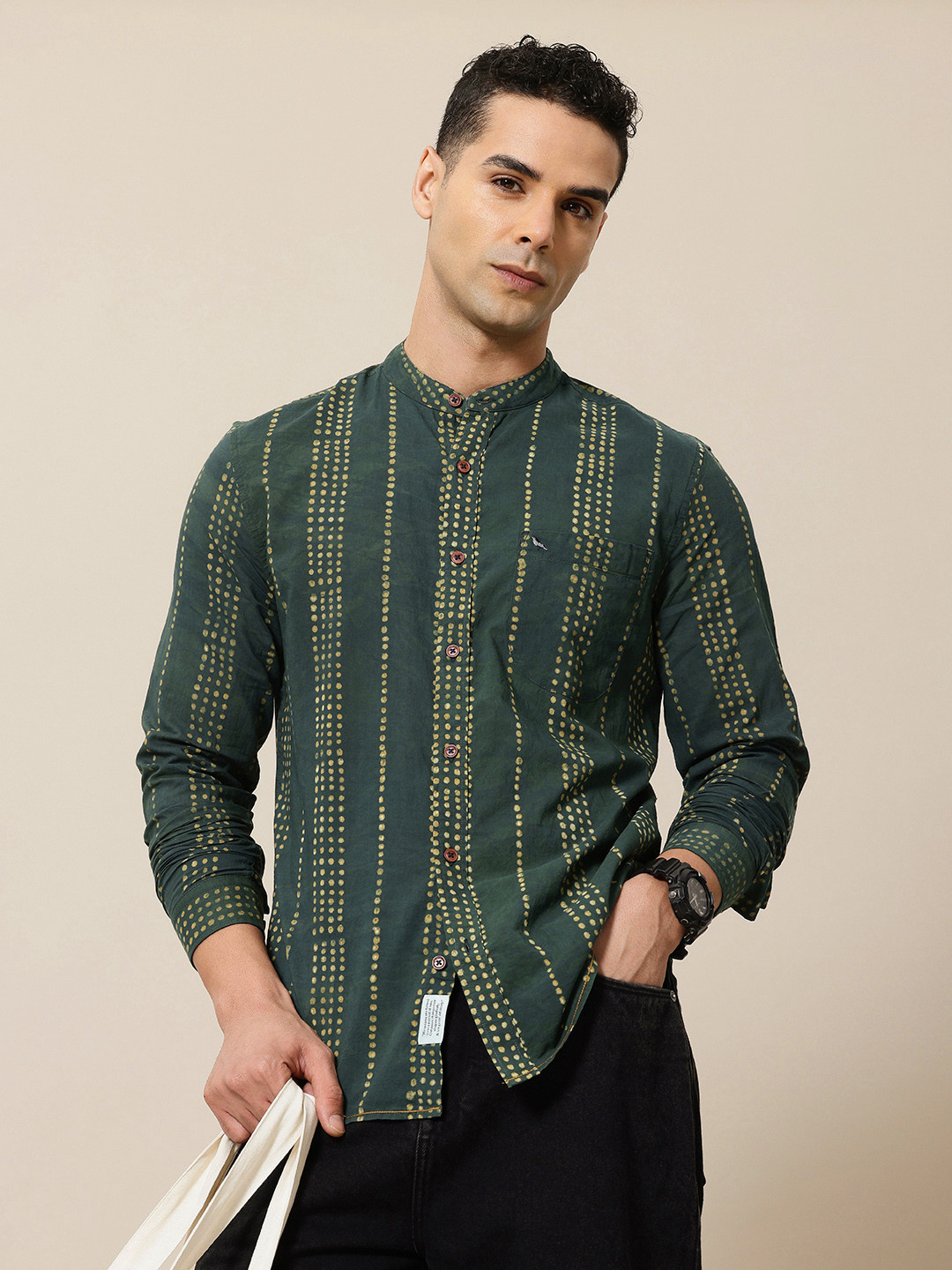 Multicolor - Bagru Block Printed Cotton Men Half Sleeve Shirt 05