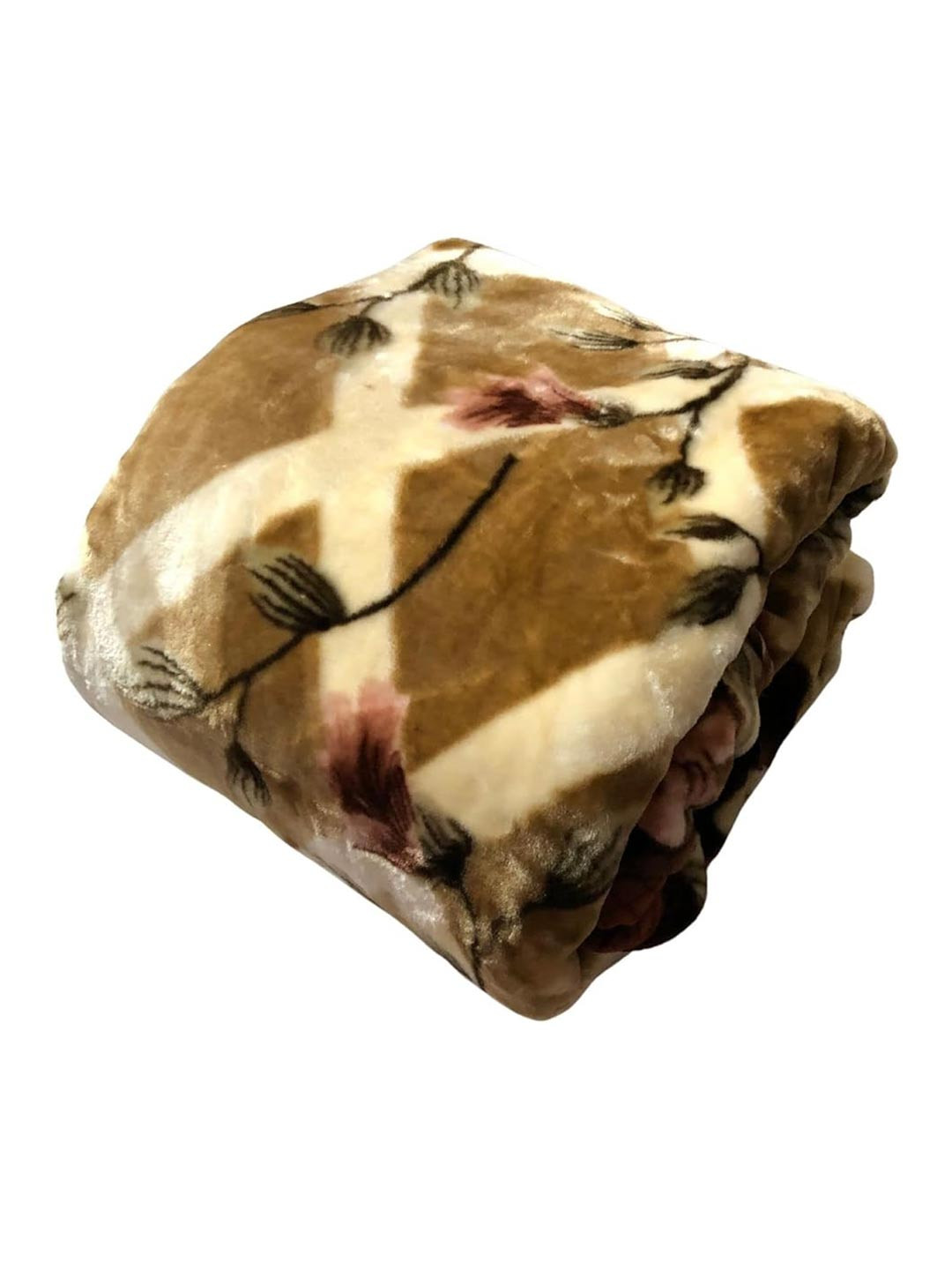 Buy Signature Yeti Brown & Cream Floral Heavy Winter Double Bed Blanket