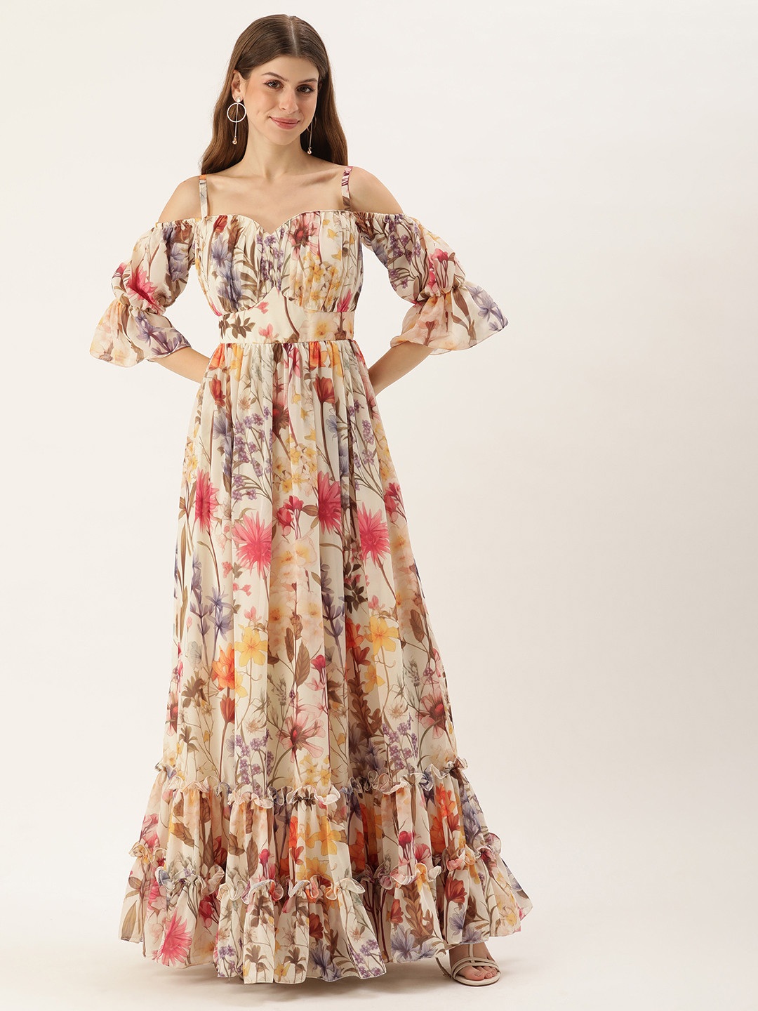 Multi-Color Semi-Georgette Printed Frock for Women | Elegant Ethnic Wear | M to 2XL main image 1