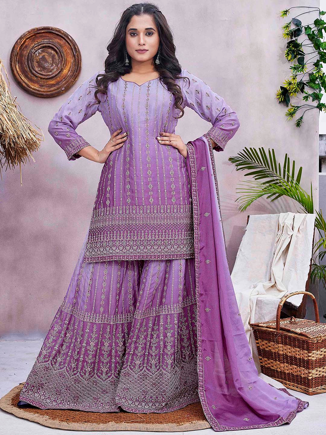 Women's Red Bandhani Printed Beads and Stones Kurta Sets
