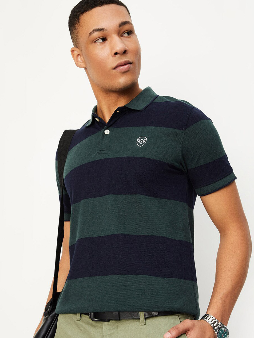Striped Polo Collar T-Shirt