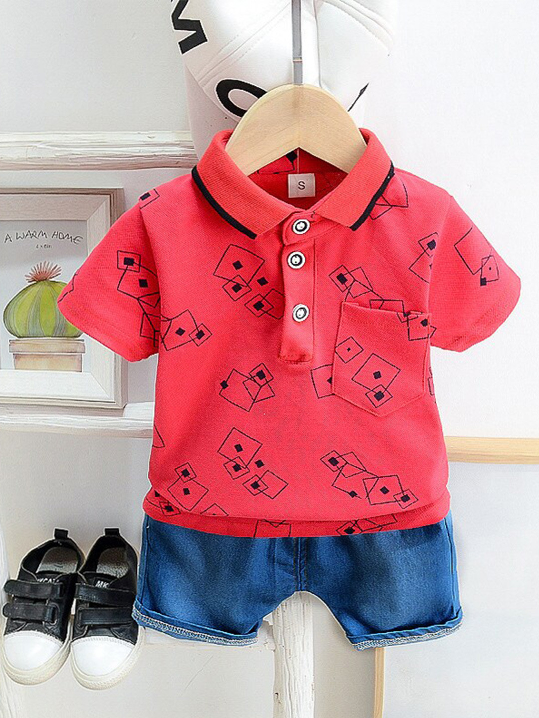 Stylish Blue T-Shirt, Jacket & Jeans Shorts Set for Boys main image 1