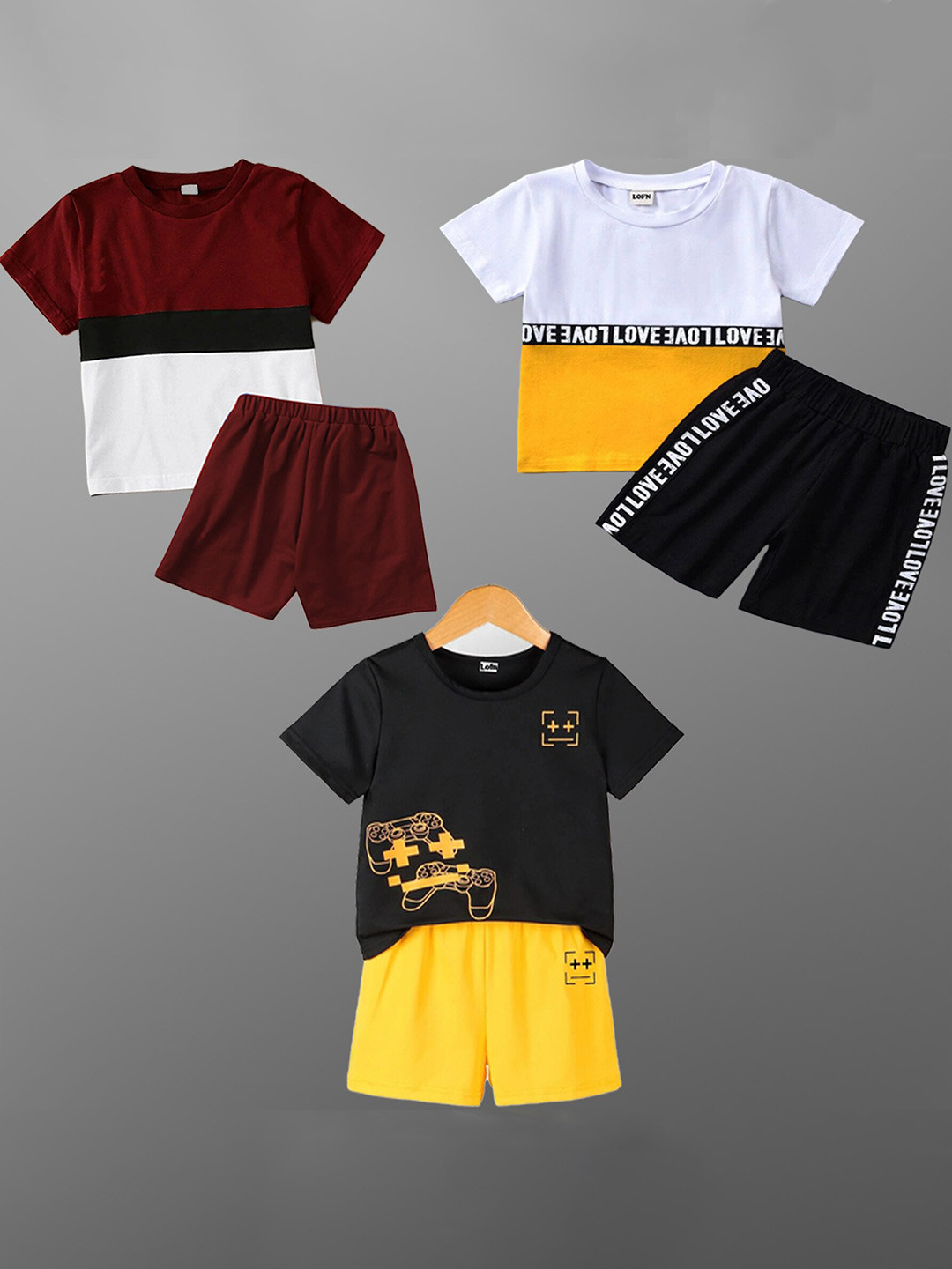Kids XSD Striped Blue T-Shirt & Black Shorts Co-Ord Set main image 1