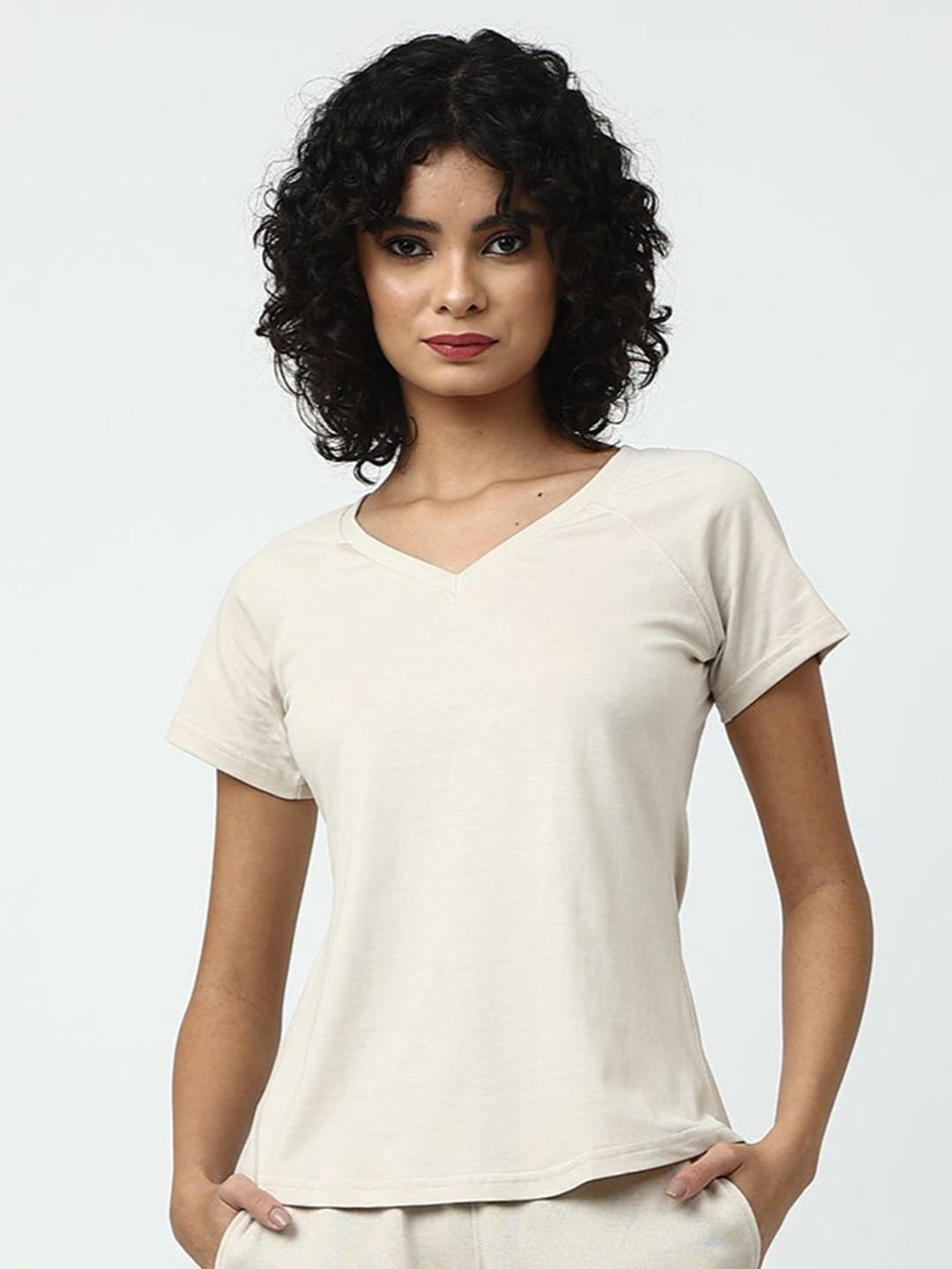 thumbnail image 2 of Fat Face Women’s Maggie V-Neck Organic Cotton T-Shirt - White - Classic Fit 2 of 5