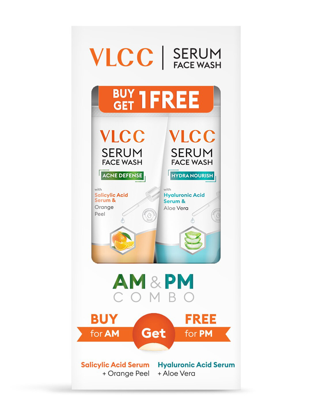 Buy VLCC Salicylic Acid & Orange Peel Serum Facewash For AM & Aloe Vera