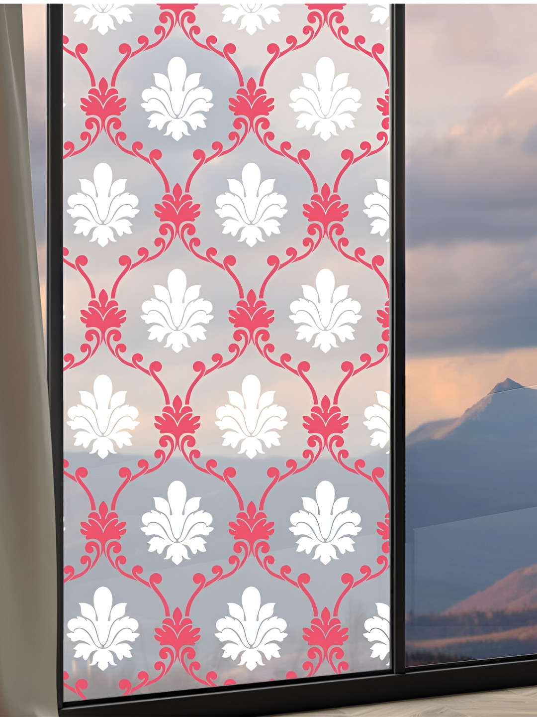 Buy CVANU Pink & White Floral Self Adhesive & Waterproof Window Sticker ...