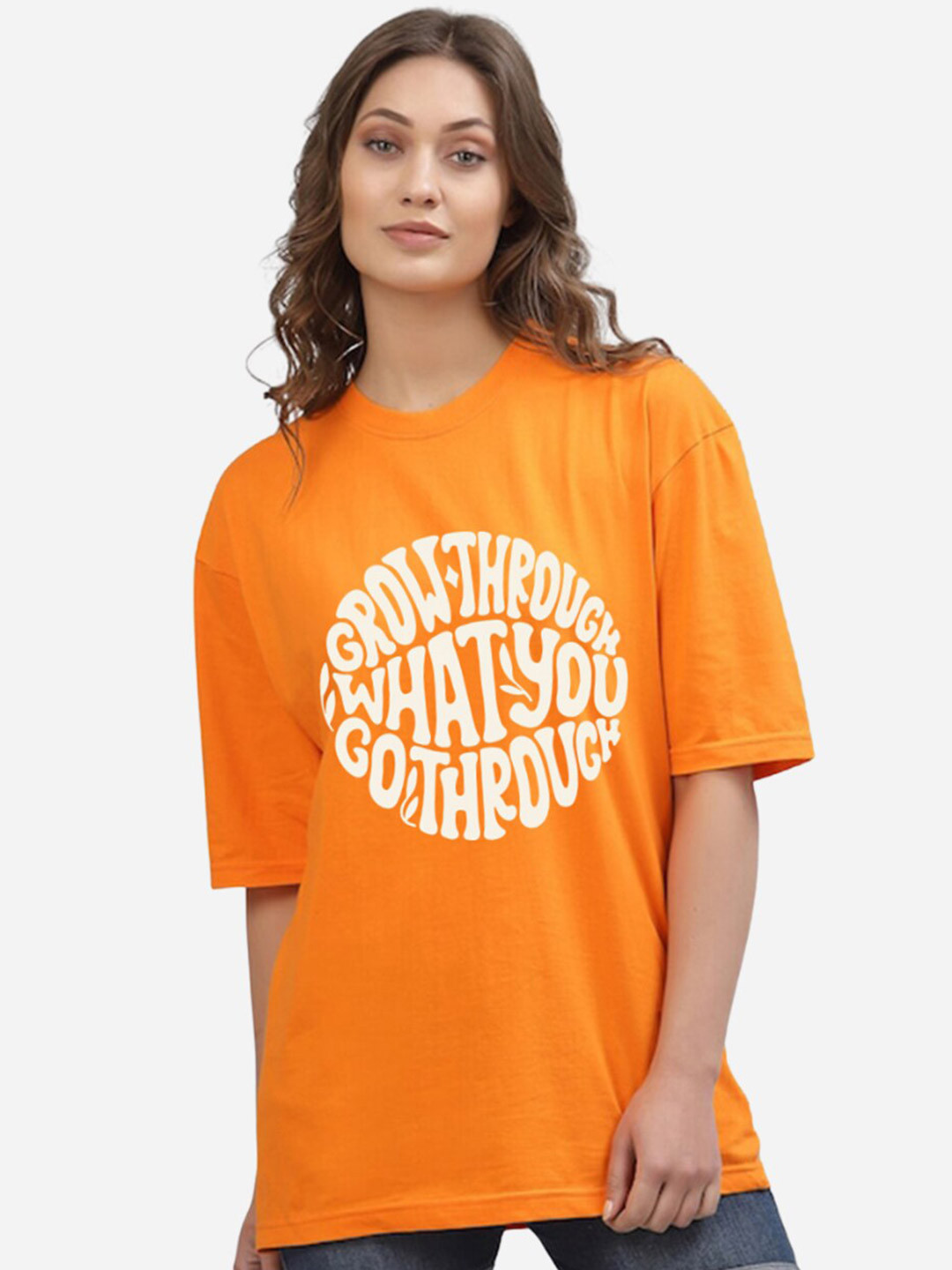 Buy JUNEBERRY Women Orange Printed T Shirt Tshirts for Women 26756376 — free download