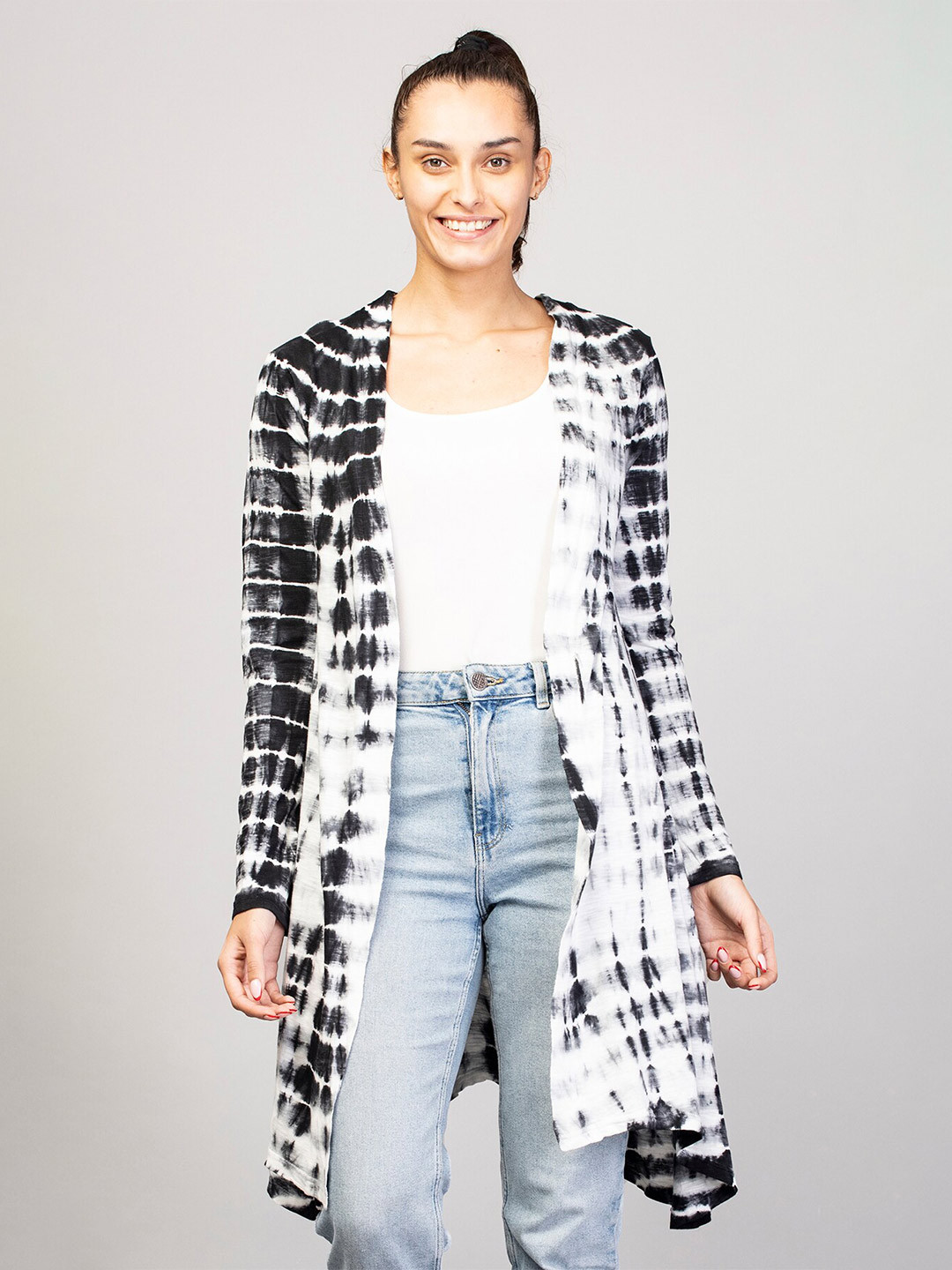 Women's Yellow & Purple Tie-Dye Print Shrug - SASSAFRAS
