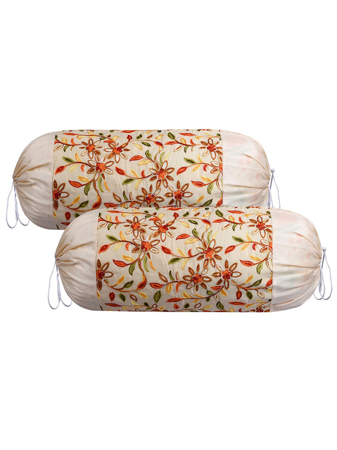 Buy Kuber Industries Cream 2 Pieces Embroidery Design Cotton Bolster