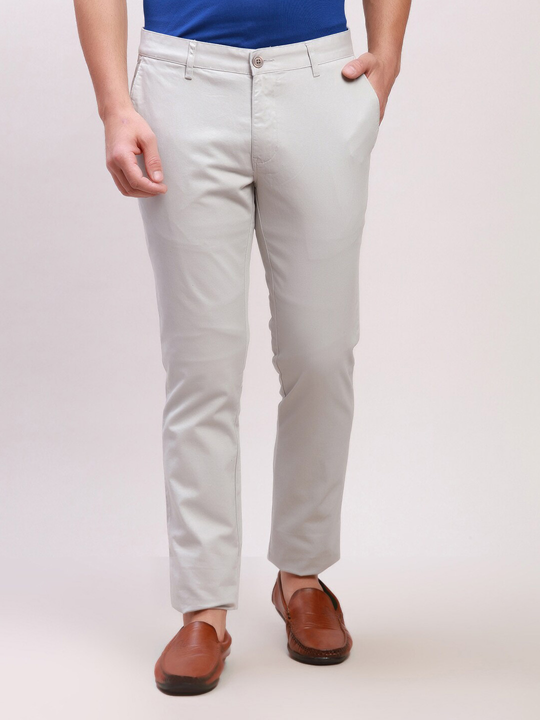 Buy Parx Men Slim Fit Mid Rise Regular Trousers - Trousers for Men ...