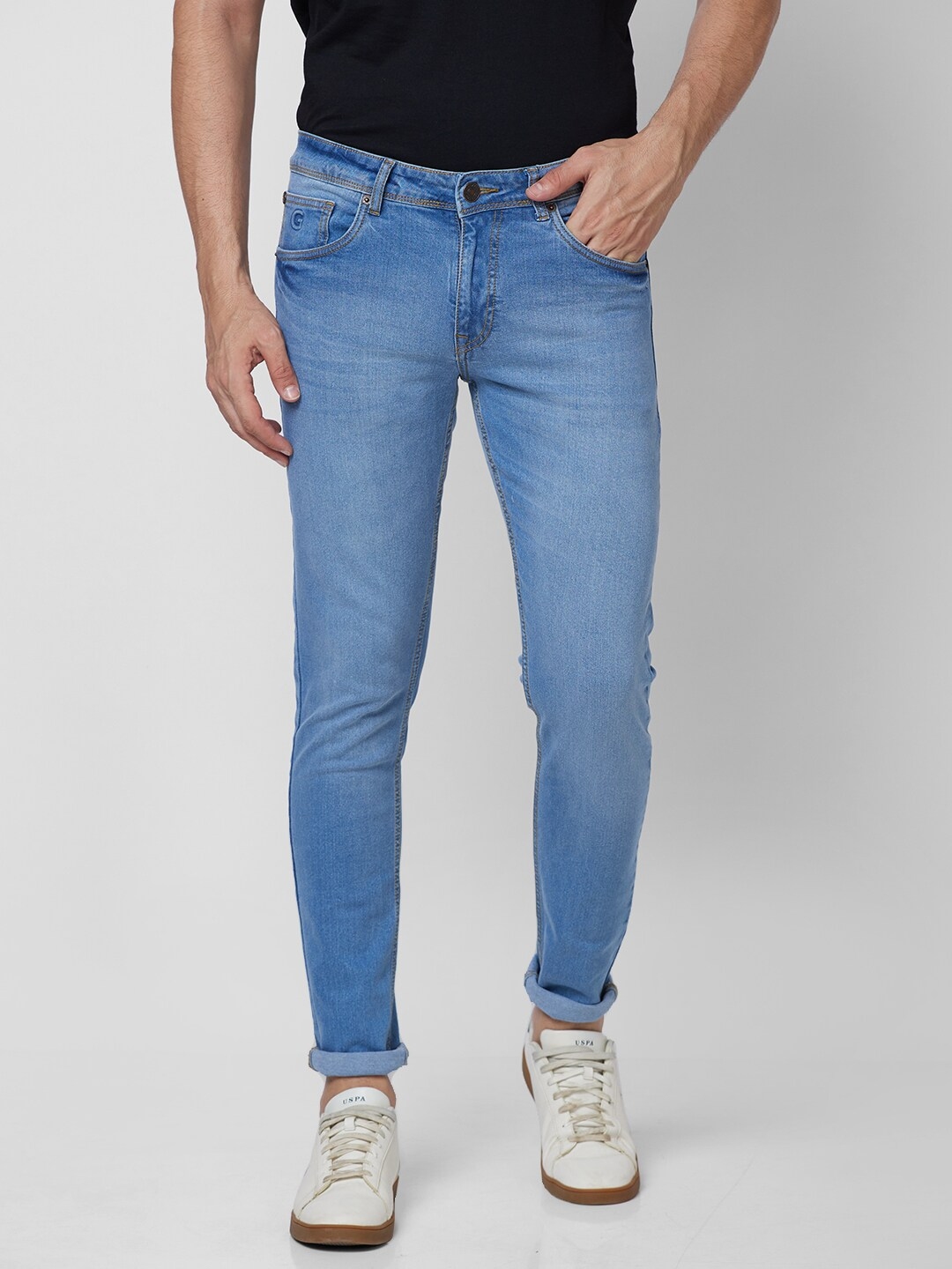 Buy GIORDANO Men Mid Rise Slim Fit Light Fade Stretchable Jeans - Jeans ...