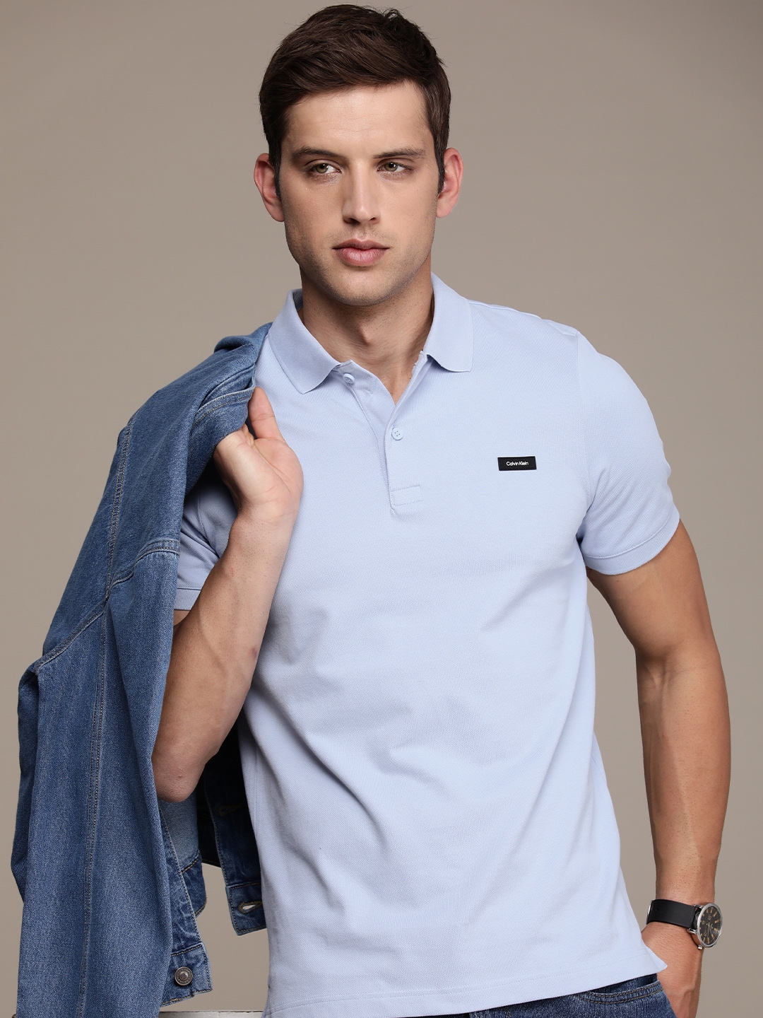 Buy Calvin Klein Jeans Polo Collar Slim Fit T Shirt - Tshirts for Men ...