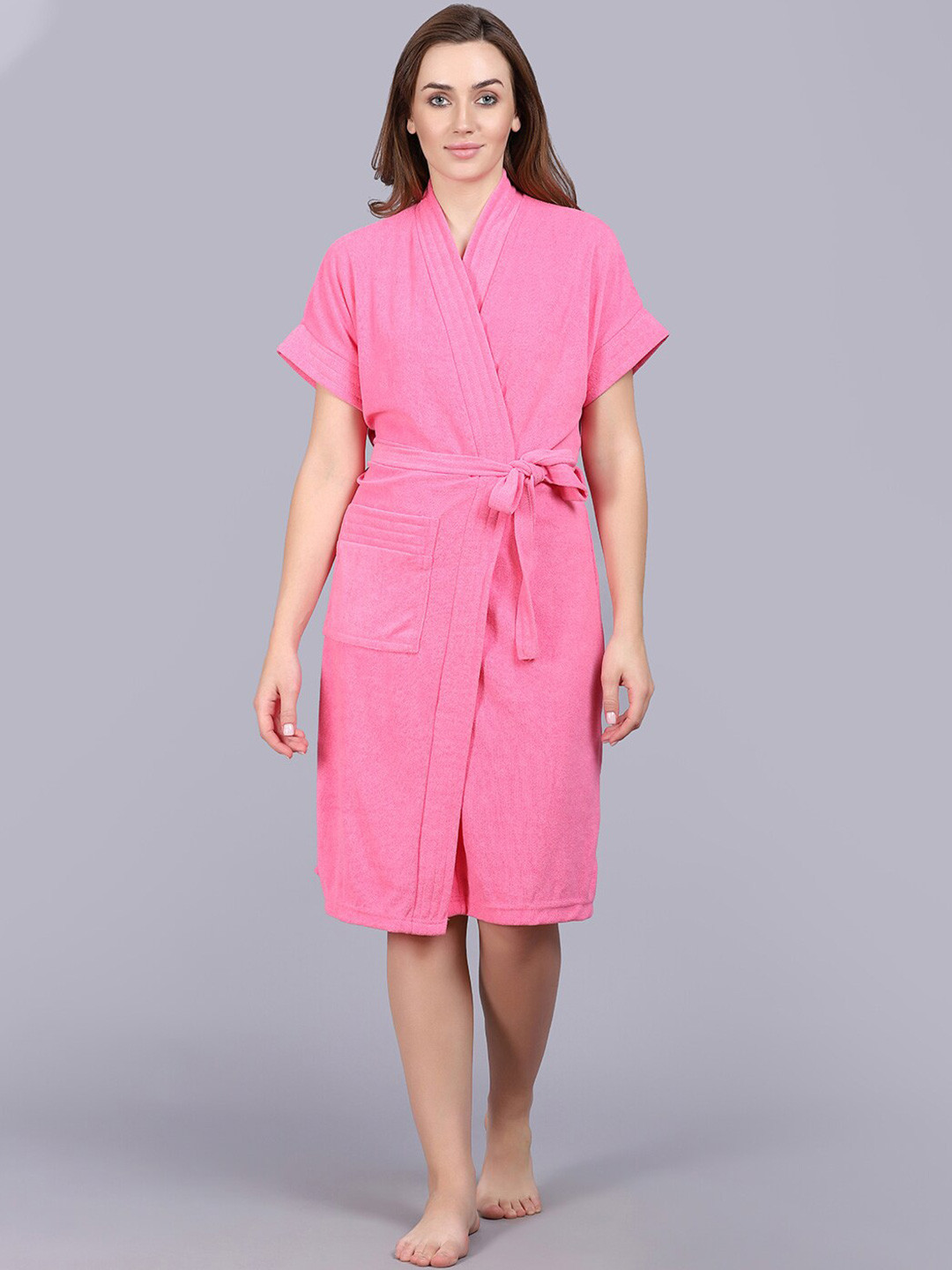 Buy POORAK Pink Short Sleeves Bath Robe - Bath Robe for Women 26837042 | Myntra