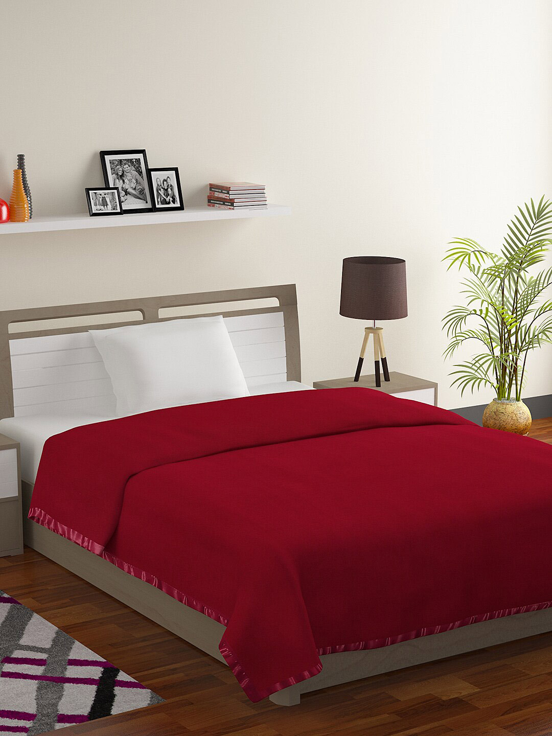 Buy BOMBAY DYEING All Season Maroon AC Room 287 GSM Single Bed Blanket