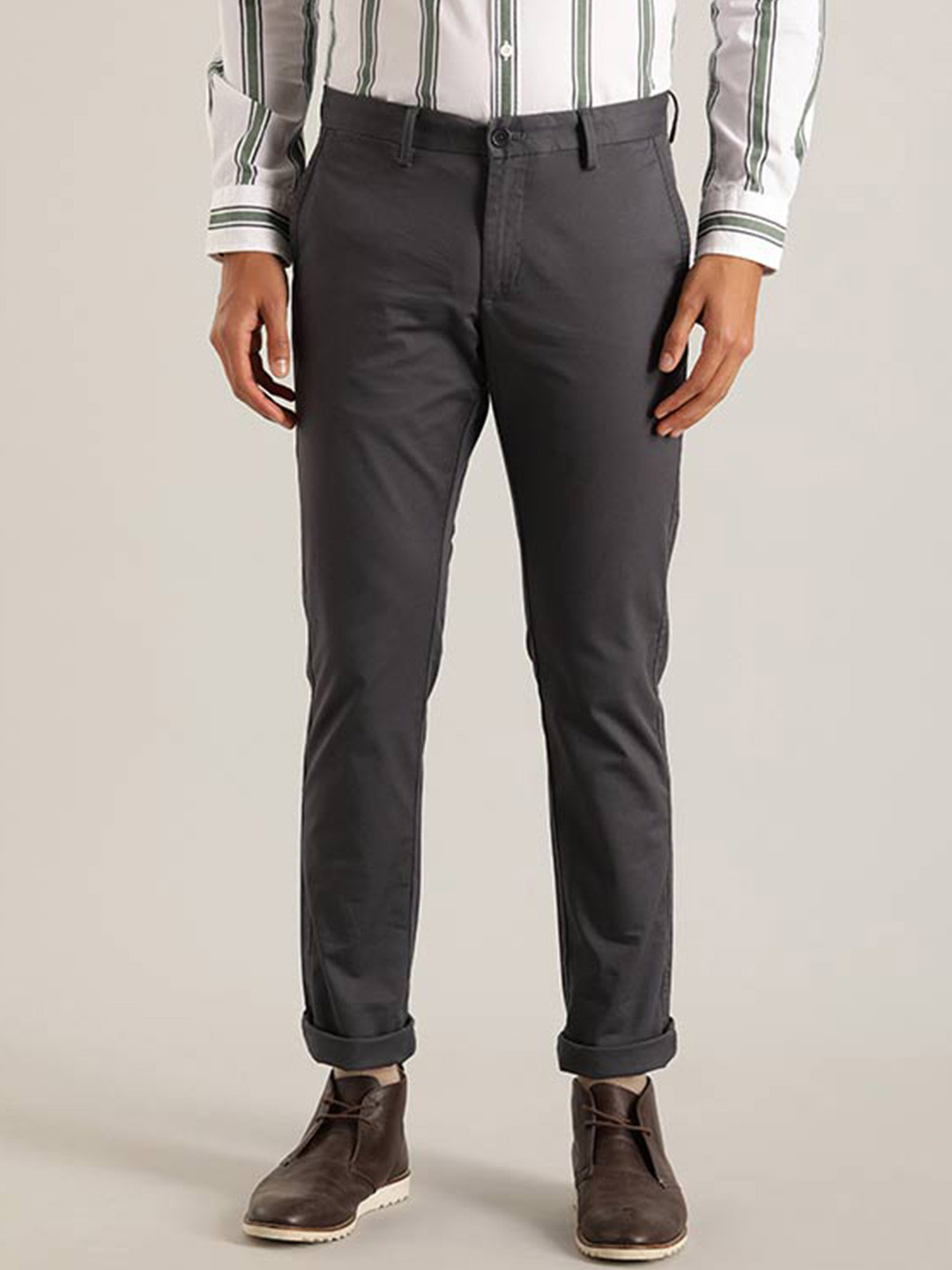 Buy Indian Terrain Men Brooklyn Slim Fit Regular Trouser - Trousers for ...