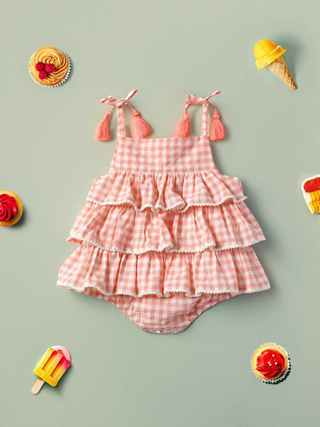 Buy Nauti Nati Girls Checked Layered Pure Cotton Fit & Flare Dress ...