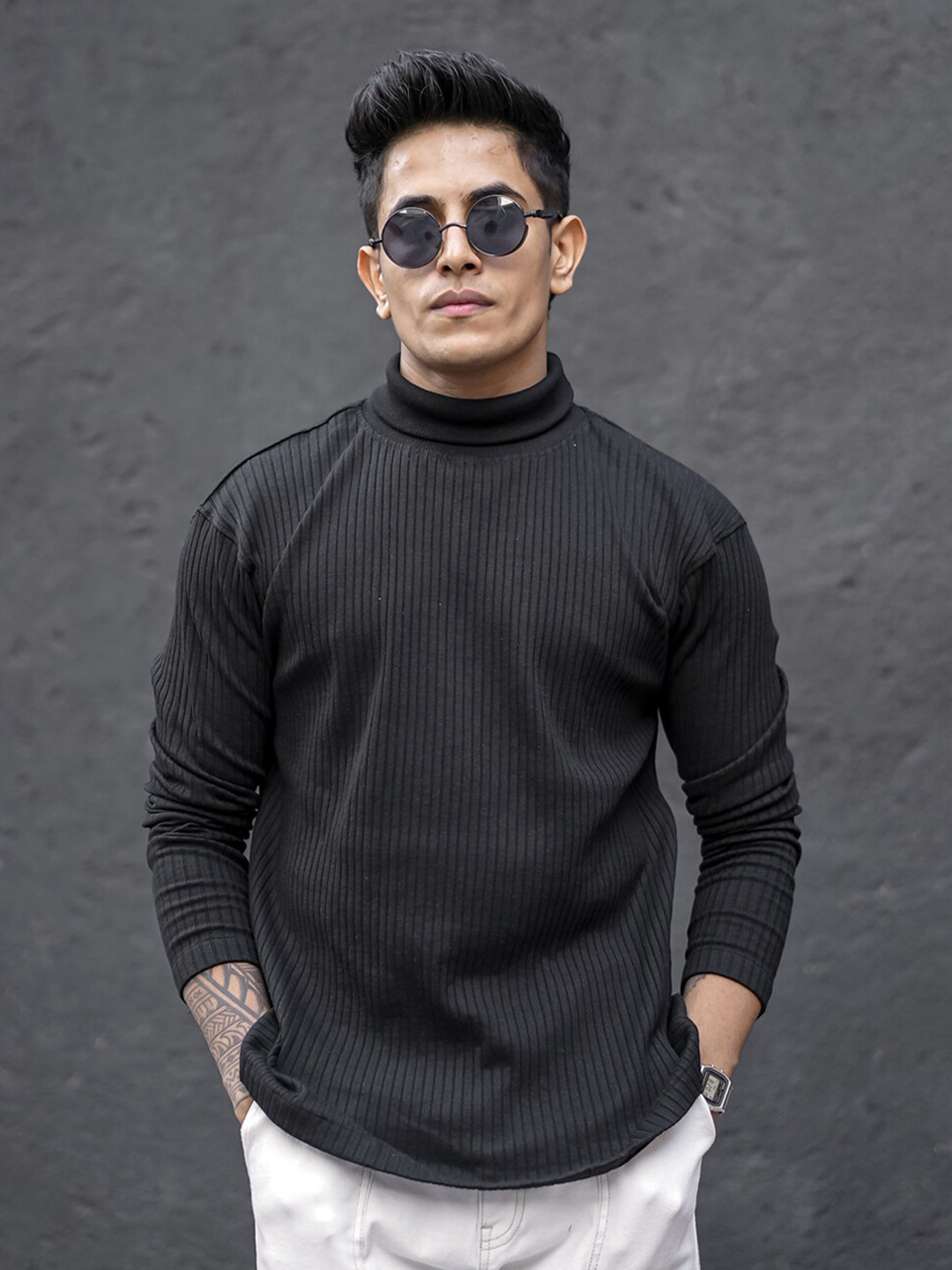 Buy Powerlook Black Turtle Neck T Shirt - Tshirts for Men 26912746 | Myntra