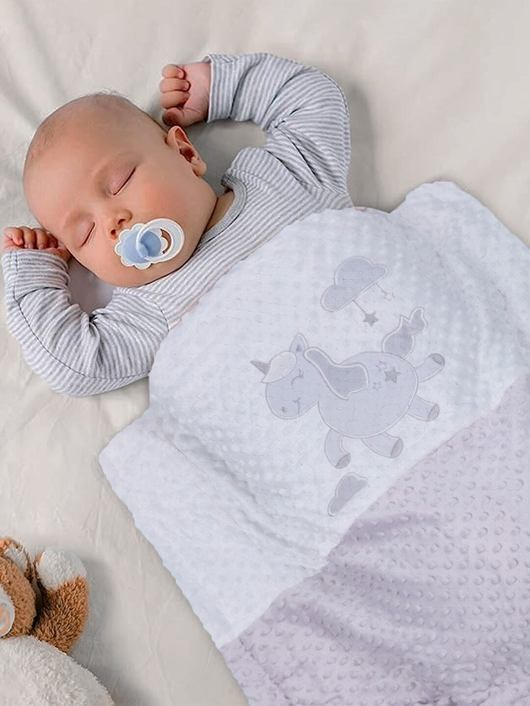 Buy Baby Moo Grey & White Cartoon Characters Mild Winter 210 GSM Single ...