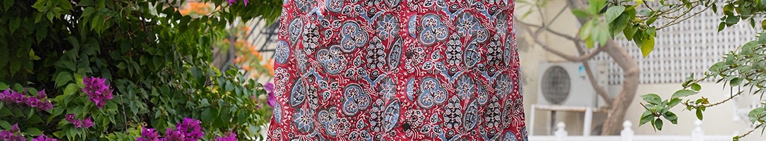 Buy Vbuyz Floral Printed Mandarin Collar Cotton A Line Kurta - Kurtas ...