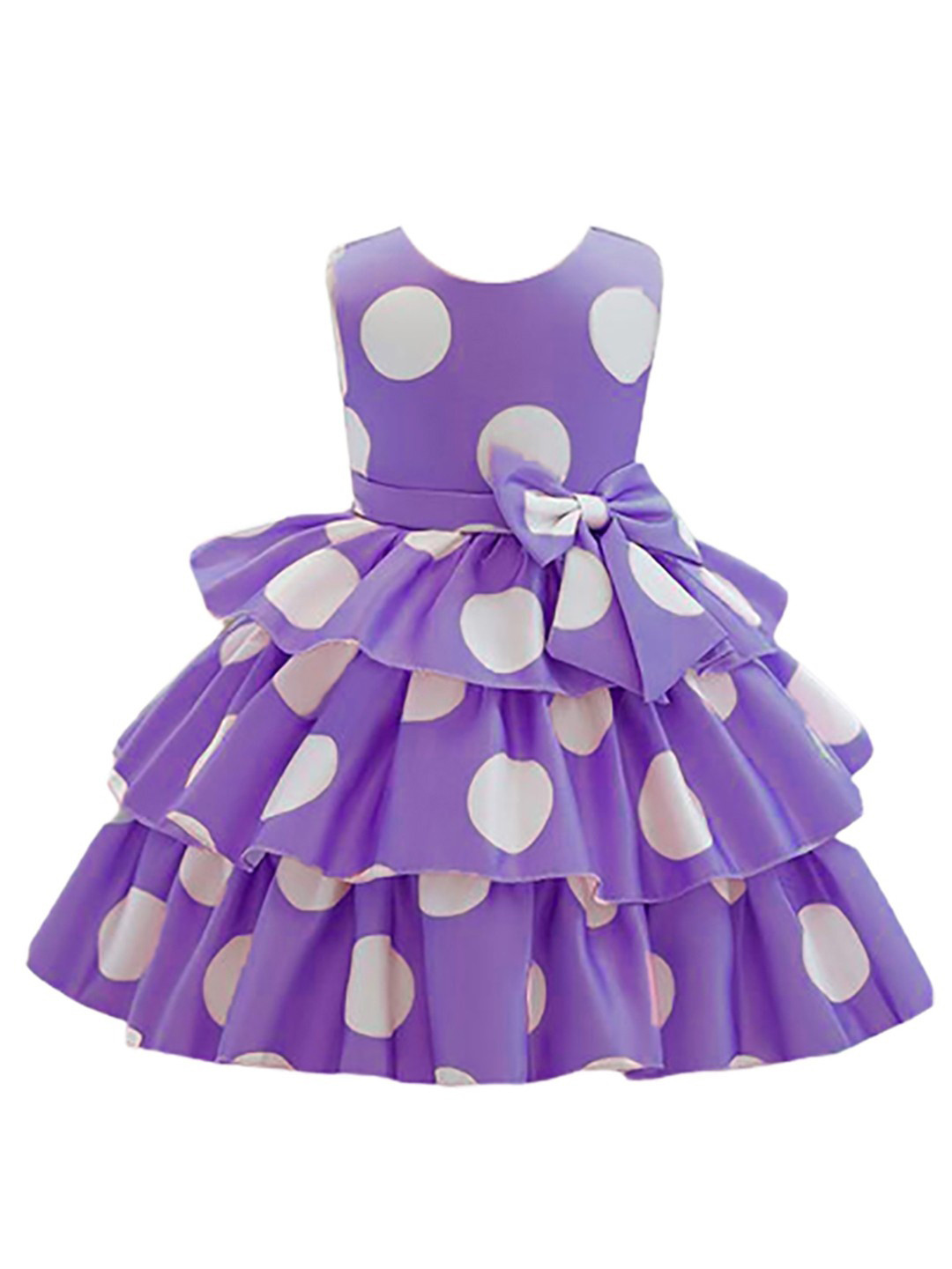 Girls Party Wear Satin Fit & Flare Dress | Sleeveless Shimmery Design with Bow Belt & Shoulder Ruffle