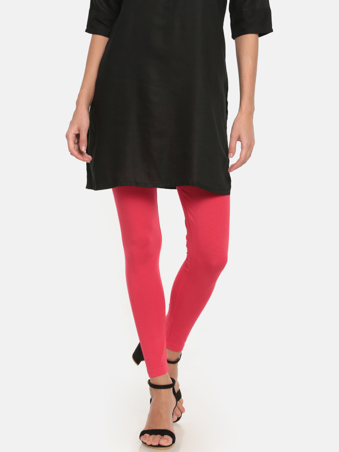 Buy Go Colors Women Red Solid Ankle Length Leggings Leggings for