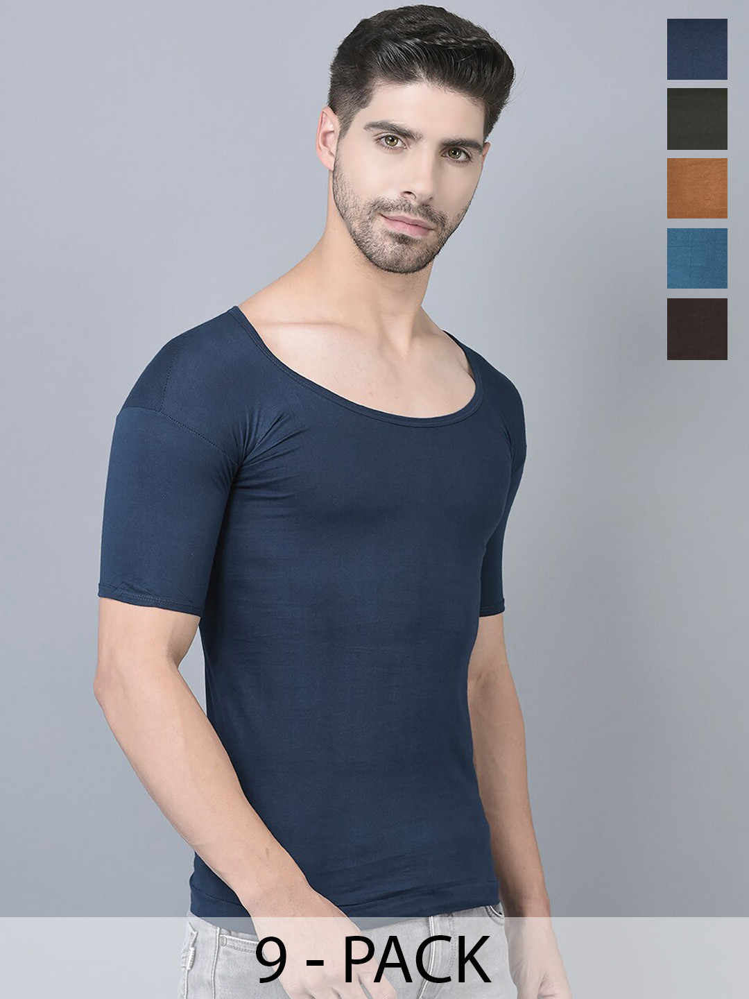 Buy Dollar Lehar Men Combed Cotton Round Neck With Sleeve Vest Pack Of ...