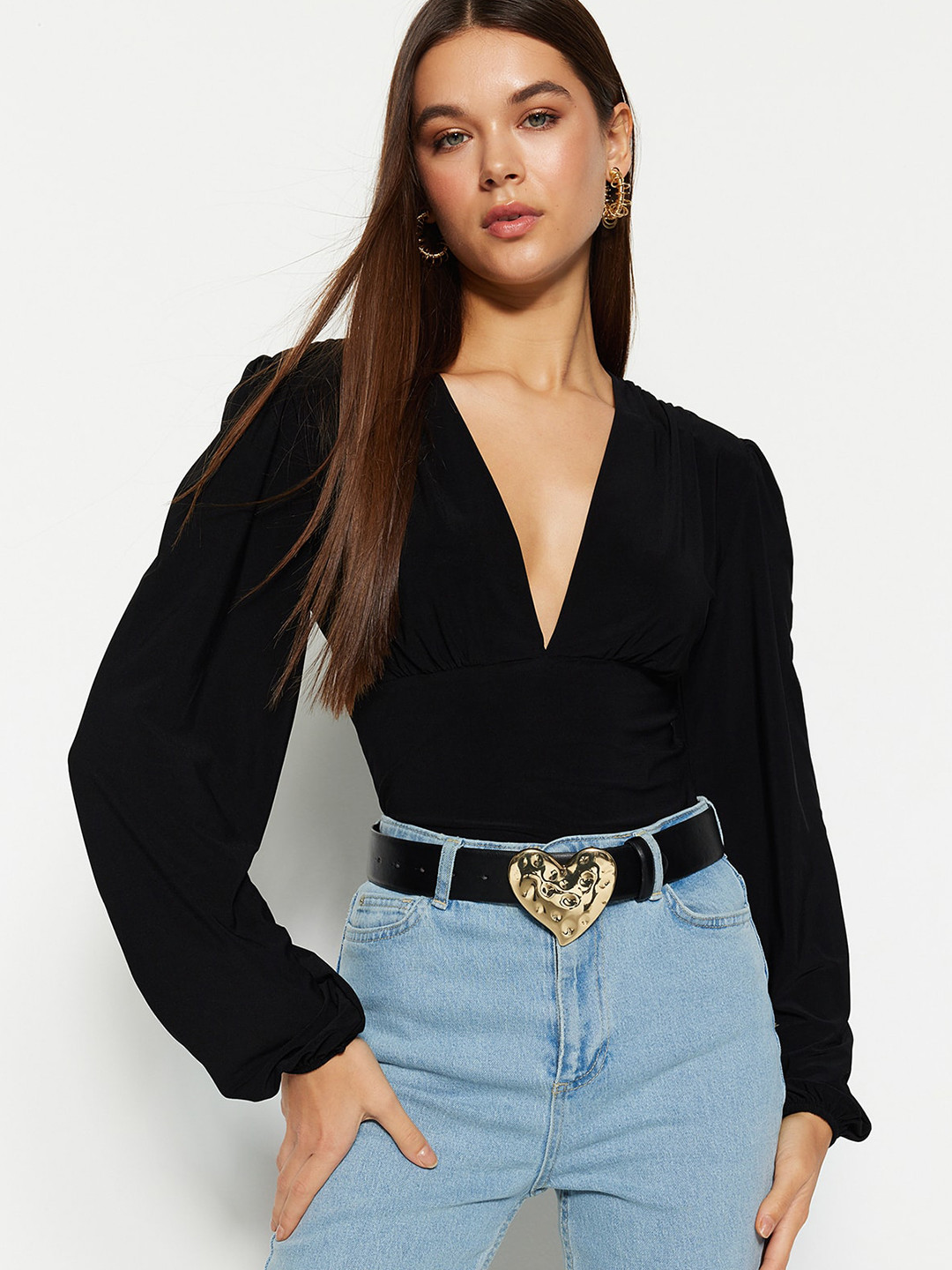 Puff Sleeve V-Neck Top