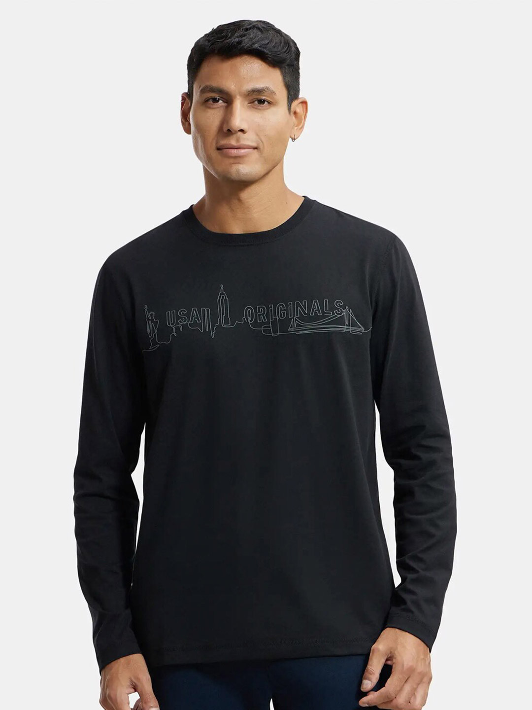 Buy Jockey Combed Cotton Rich Graphic Round Neck Full Sleeve Tshirt ...