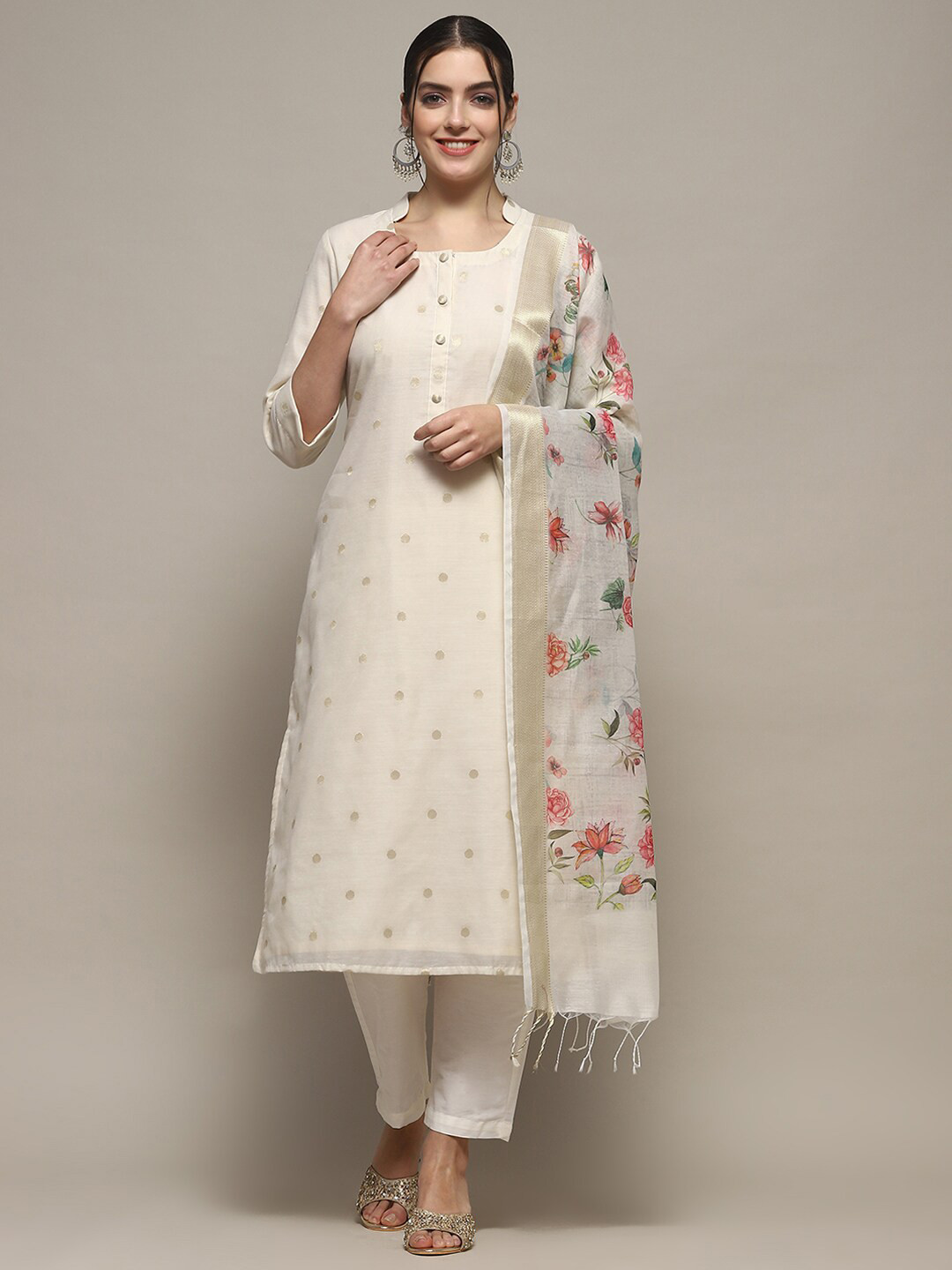 Buy Biba Polka Dot Woven Design Unstitched Dress Material Dress